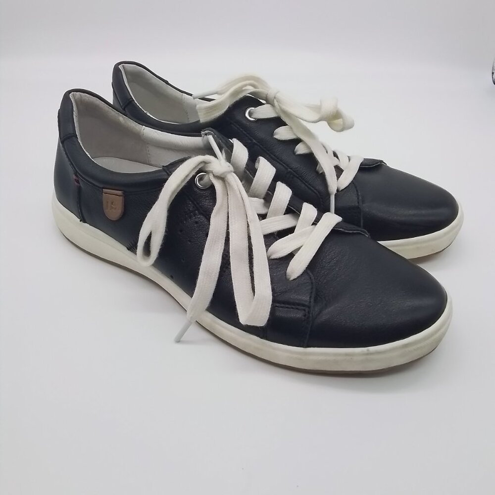 JOSEF SEIBEL HAUNSTEIN BLACK WHITE LEATHER SNEAKER SIZE 37/US 6.5 - Picture 3 of 7
